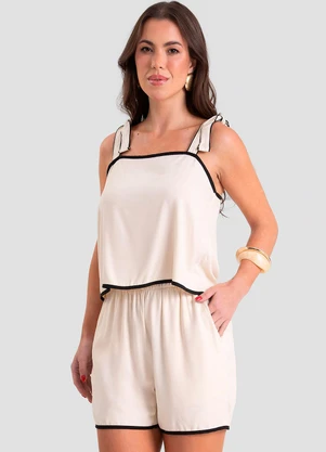 Dianna - Conjunto Blusa com Shorts Feminina Bege - DIANNA