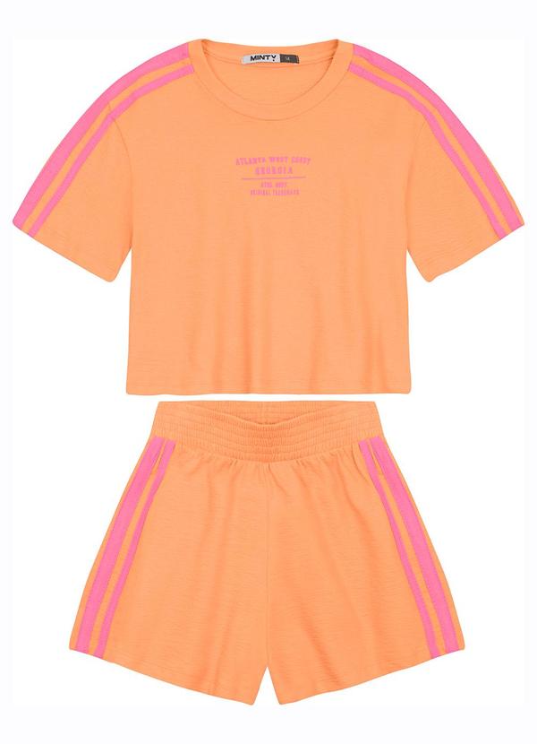 Minty - Conjunto Blusa com Shorts Moletinho Laranja 2