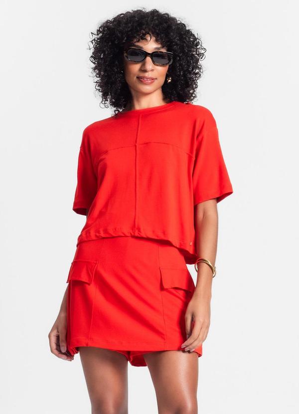 Rovitex - Conjunto Blusa com Shorts Saia Laranja