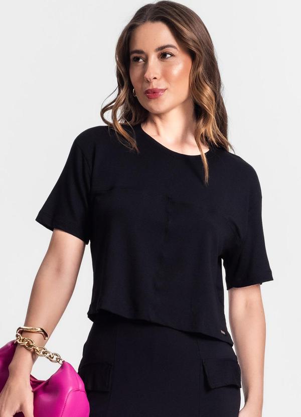 Rovitex - Conjunto Blusa com Shorts Saia Preto 5