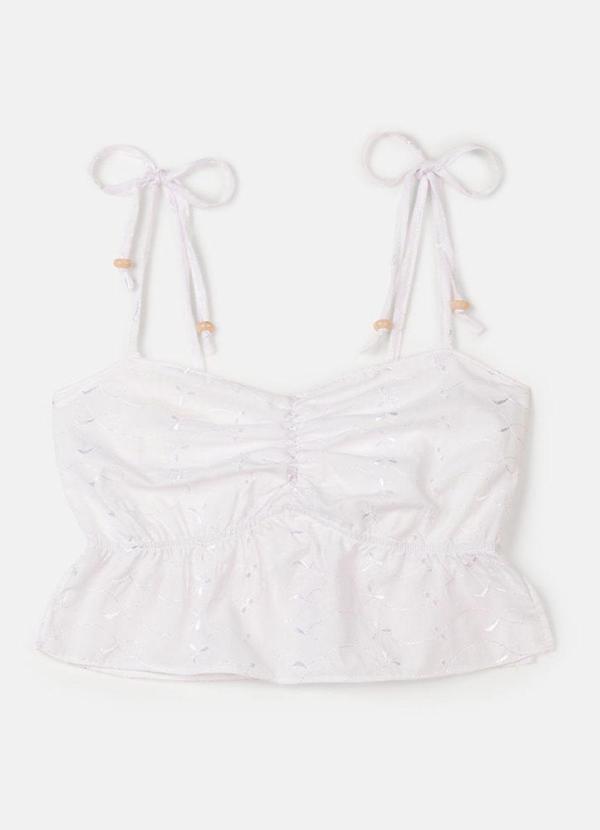 Choyee - Conjunto Blusa de Alças e Saia Balonê Branco 7