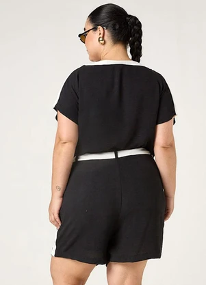 Elegance - Conjunto Blusa e Bermuda com Recorte Preto - ELEGANCE