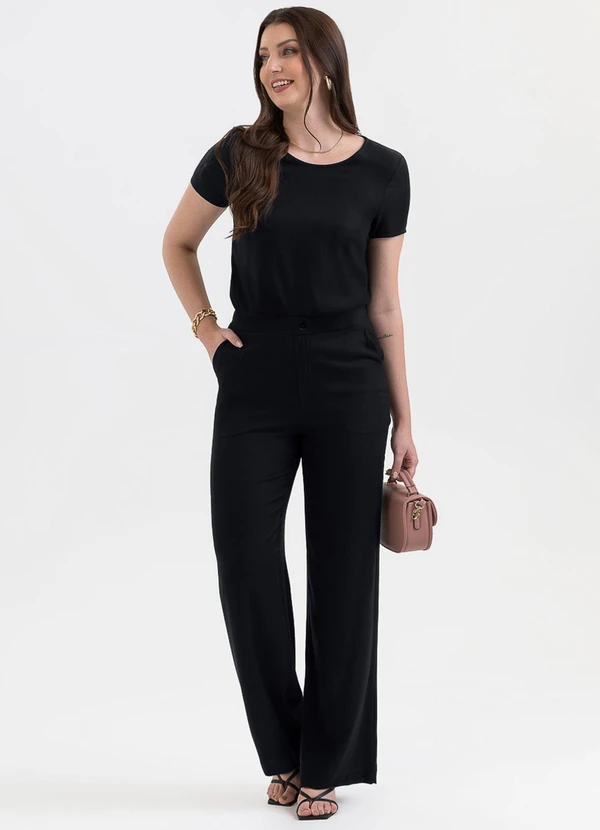 Habana - Conjunto Blusa e Calça em Viscose Preto