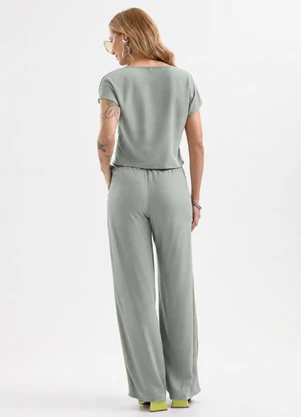 Cativa - Conjunto Blusa e Calça Pantalona em Viscose Verde - CATIVA