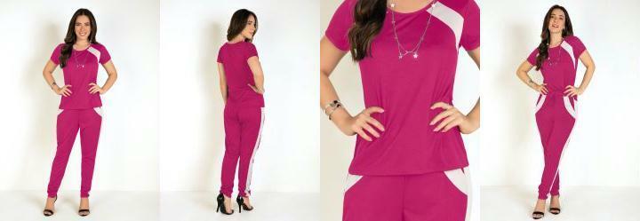Conjunto Blusa e Cala Pink e Off White