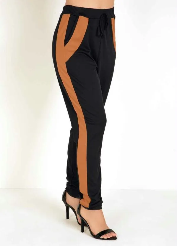 Moda Pop - Conjunto Blusa e Calça Preto e Caramelo 4