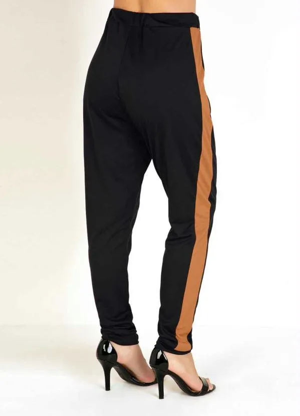 Moda Pop - Conjunto Blusa e Calça Preto e Caramelo 5