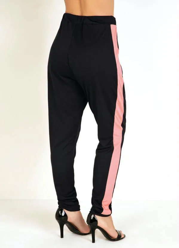 Moda Pop - Conjunto Blusa e Calça Preto e Rosa 10