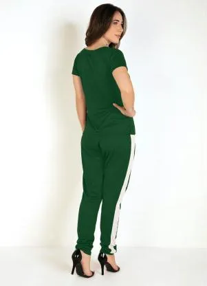 Moda Pop - Conjunto Blusa e Calça Verde e 0ff - MODA POP