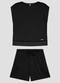 Cereja Rosa - Conjunto Blusa e Shorts Canelado Relevo Verde - variação: Preto