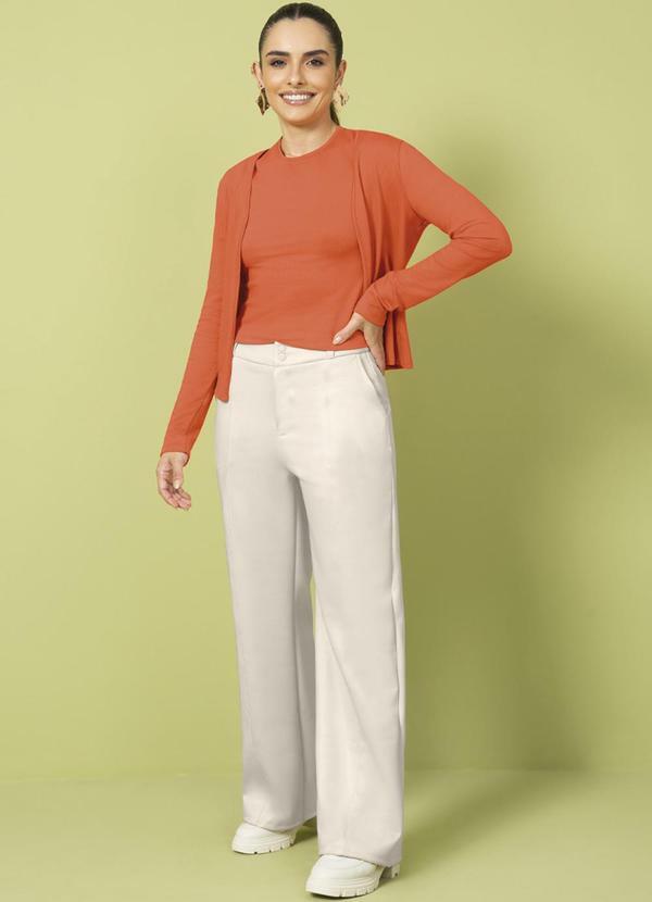 Cativa - Conjunto Blusa Manga Curta e Casaco Laranja 2