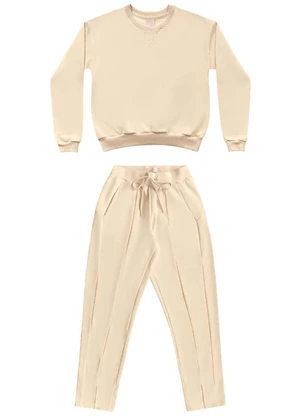 Angel - Conjunto Blusão/Calça Moletom Bege - ANGEL