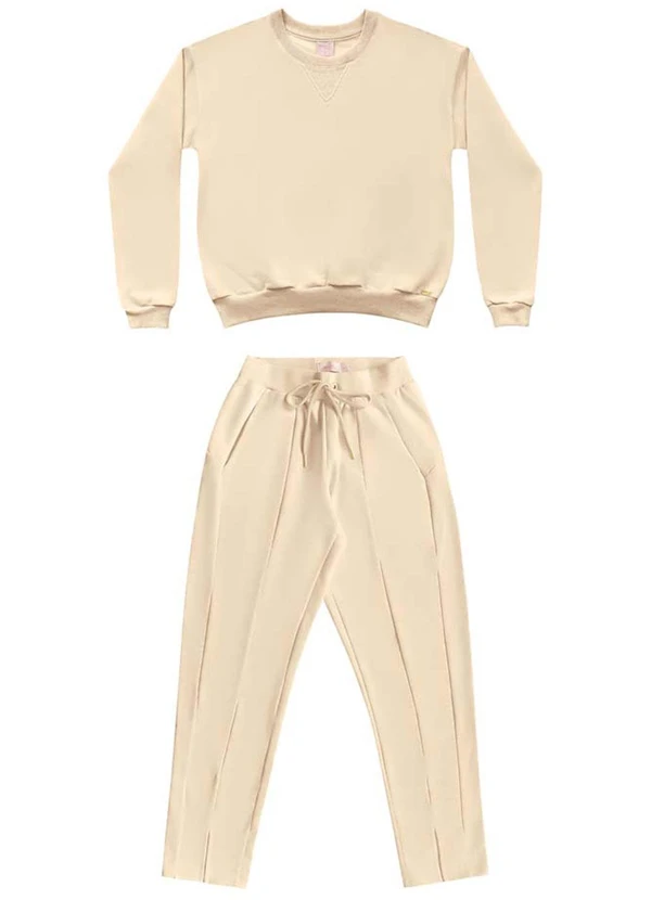Angel - Conjunto Blusão/Calça Moletom Bege