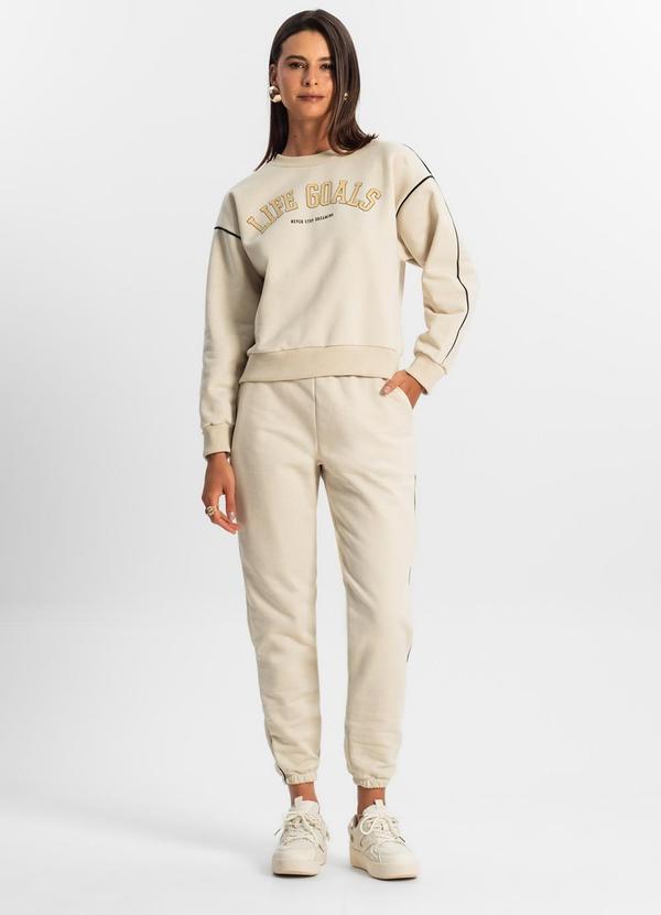 Rovitex - Conjunto Blusão com Calça Feminino Rovitex Bege