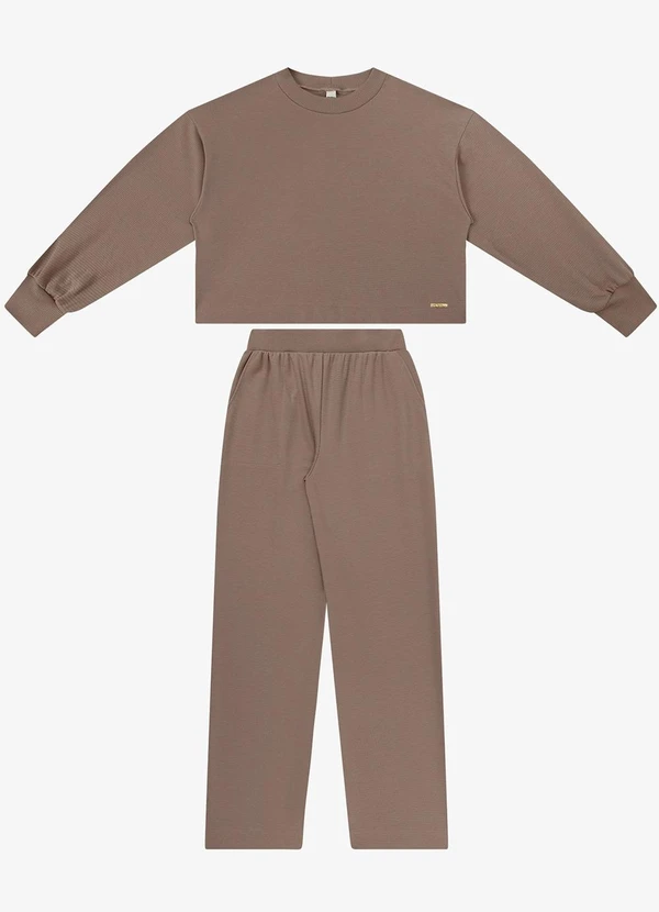 Rovitex - Conjunto Blusão com Calça Marrom 2