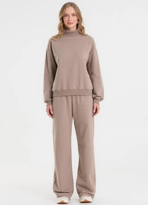 Rovitex - Conjunto Blusão com Calça Moletom Felpado Marrom - ROVITEX