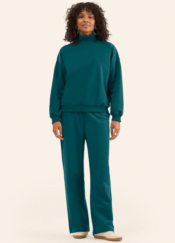 Rovitex - Conjunto Blusão com Calça Moletom Felpado Verde