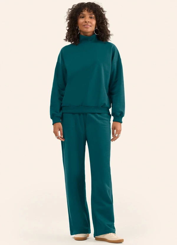 Rovitex - Conjunto Blusão com Calça Moletom Felpado Verde 1