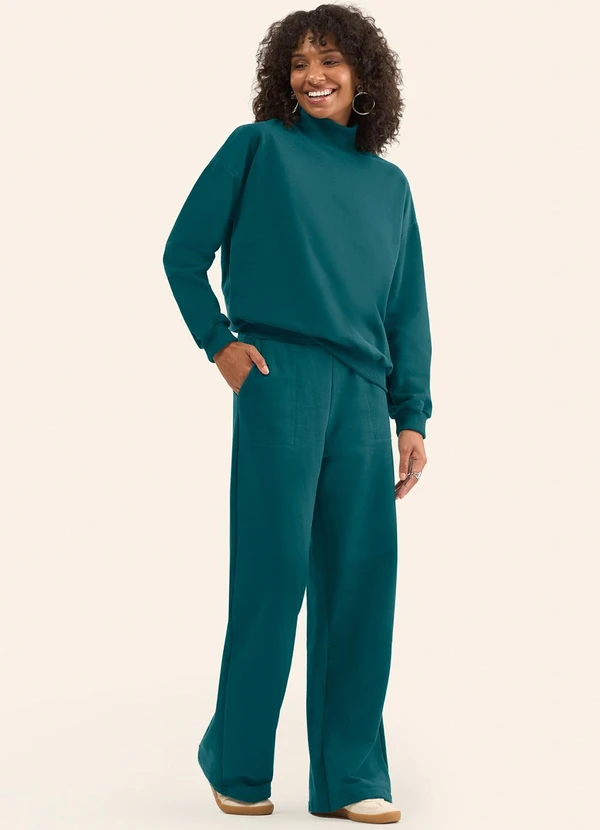 Rovitex - Conjunto Blusão com Calça Moletom Felpado Verde 3