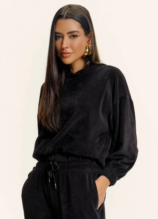 Endless - Conjunto Blusão com Calça Plush Preto 2