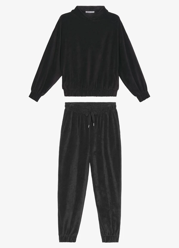 Endless - Conjunto Blusão com Calça Plush Preto 4