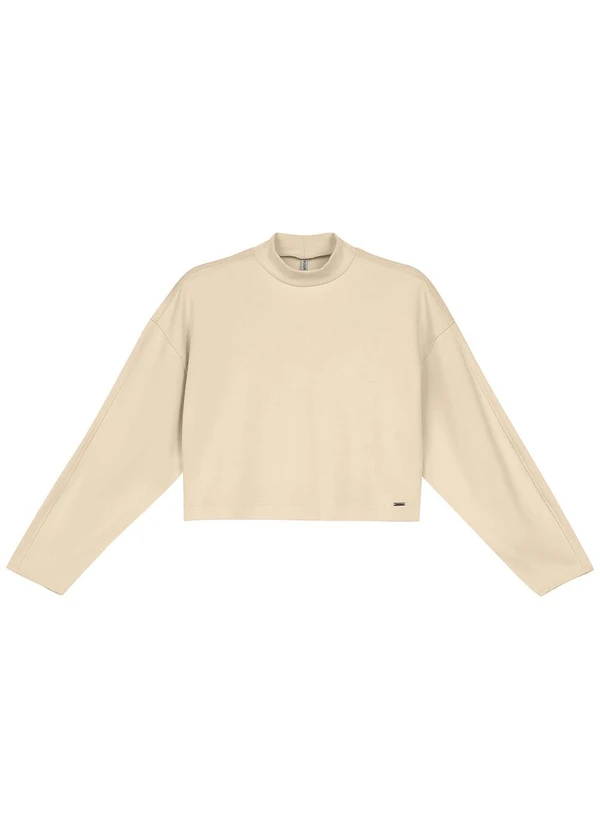 Marialícia - Conjunto Blusão e Saia Midi Moletom Bege 3