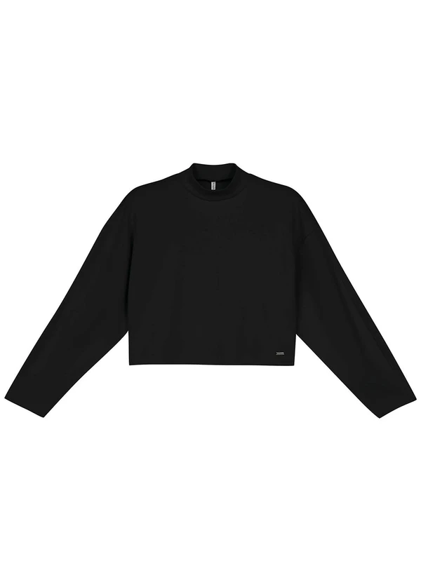 Marialícia - Conjunto Blusão e Saia Midi Moletom Preto 2