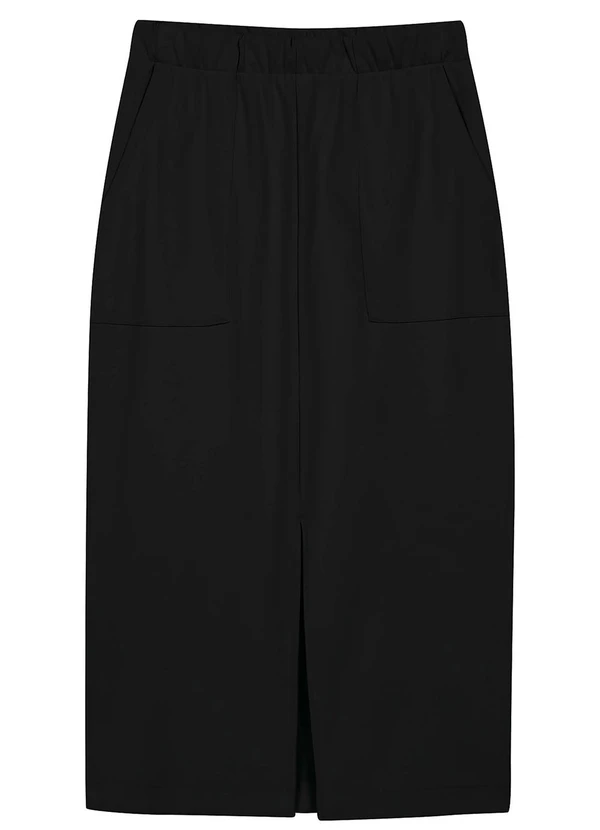 Marialícia - Conjunto Blusão e Saia Midi Moletom Preto 3