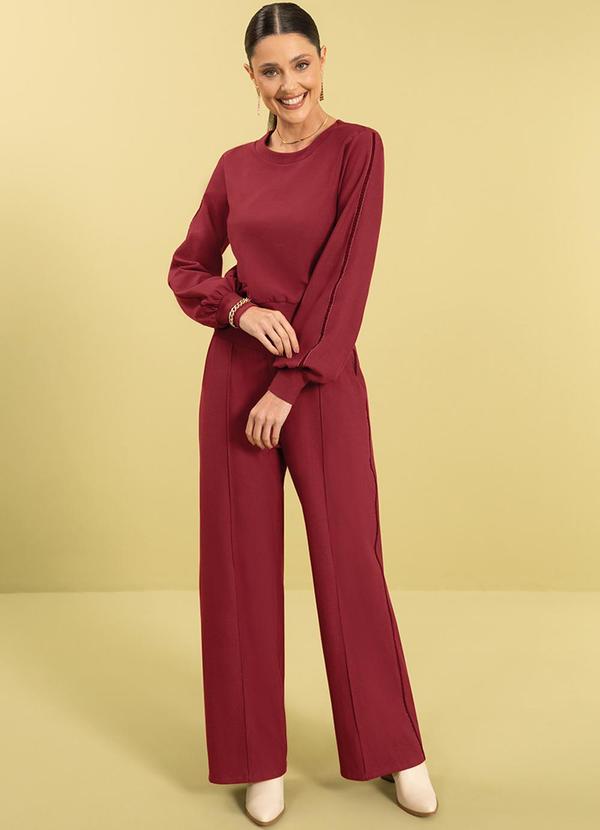 Cativa - Conjunto Calça e Blusa Feminino Adulto  Vermelho