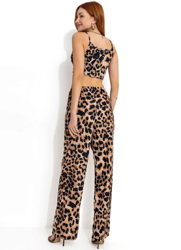 Moda Pop - Conjunto Calça Pantalona Onça Marrom 3