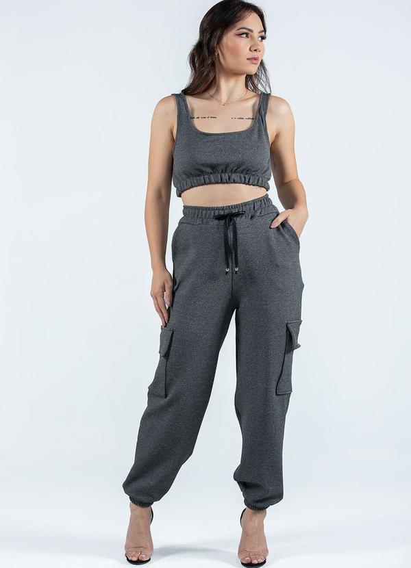 Misiss - Conjunto Camila Top Calça Cinza