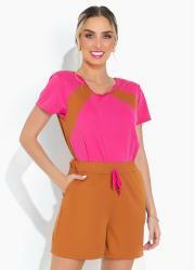 Conjunto Caramelo e Pink Blusa e Short