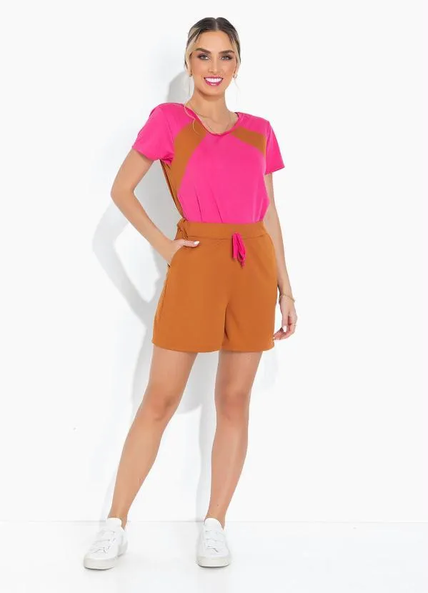 Moda Pop - Conjunto Caramelo e Pink Blusa e Short 4