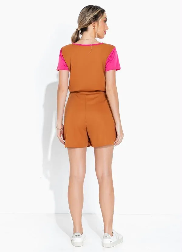 Moda Pop - Conjunto Caramelo e Pink Blusa e Short 5
