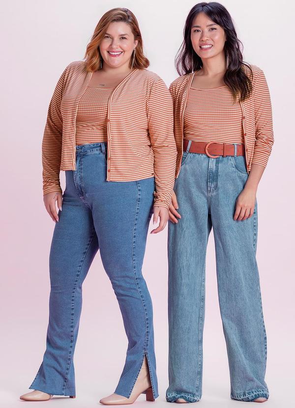 Marialícia - Conjunto Cardigan com Regata Listrado Vermelho 2