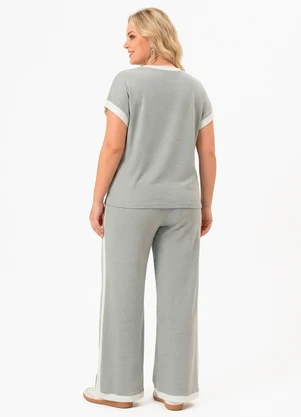 Quintess - Conjunto Cinza Malha Tricot - QUINTESS