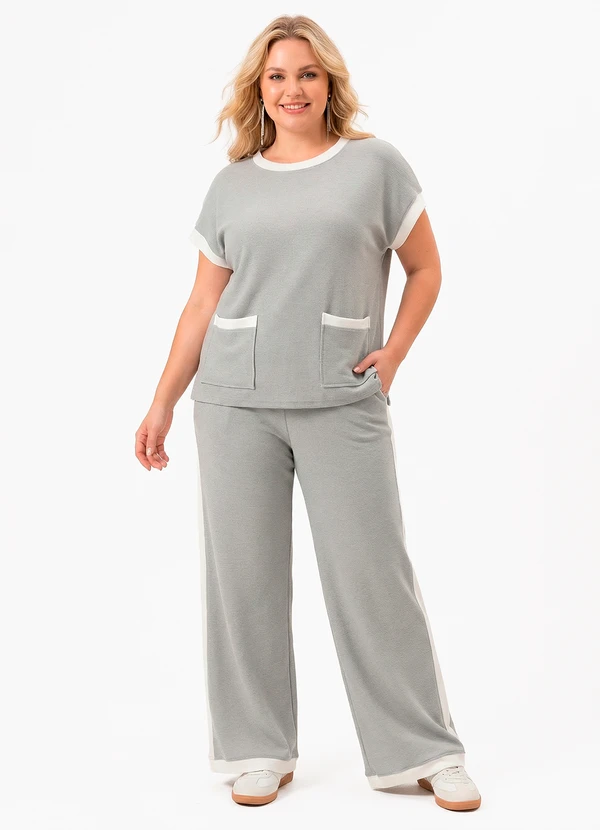 Quintess - Conjunto Cinza Malha Tricot 5