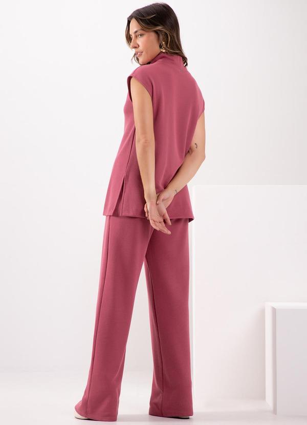 Lunender - Conjunto com Blusa Alongada e Calça Vermelho 2