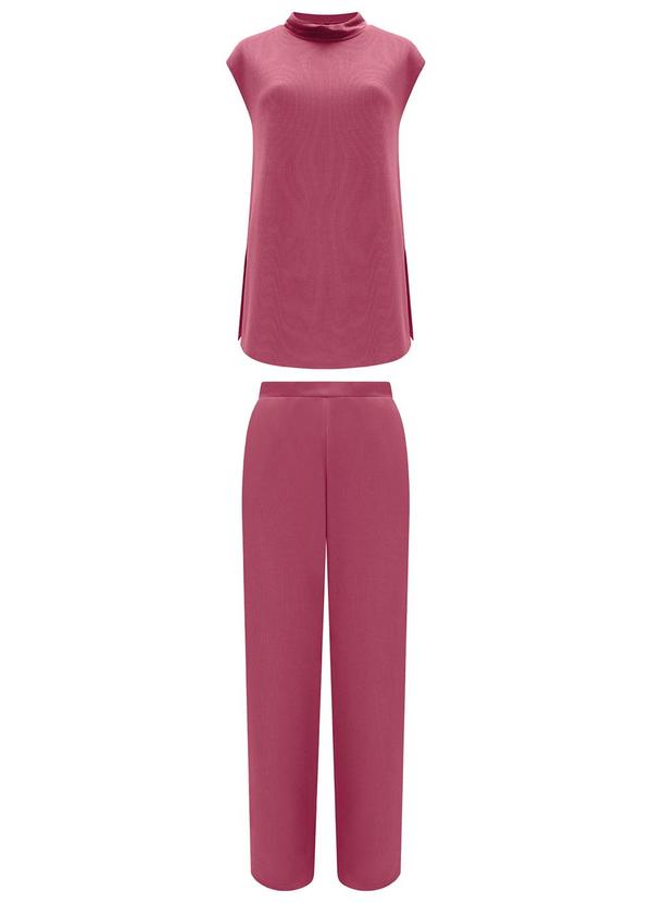 Lunender - Conjunto com Blusa Alongada e Calça Vermelho 4