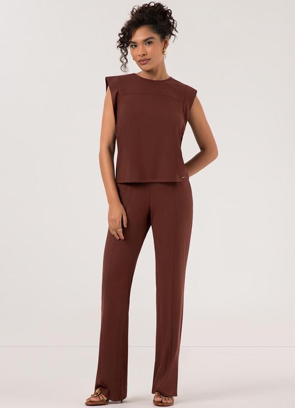 Lunender - Conjunto com Blusa D e Calça Marrom