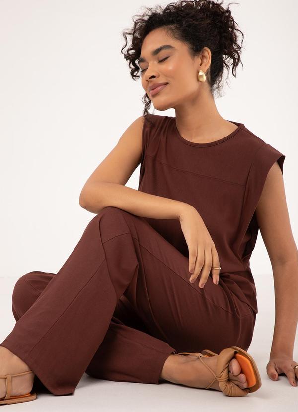 Lunender - Conjunto com Blusa D e Calça Marrom 5