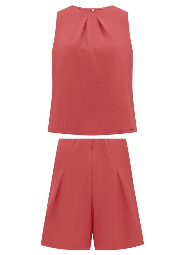 Lunender - Conjunto com Blusa e Shorts em Malha Rosa