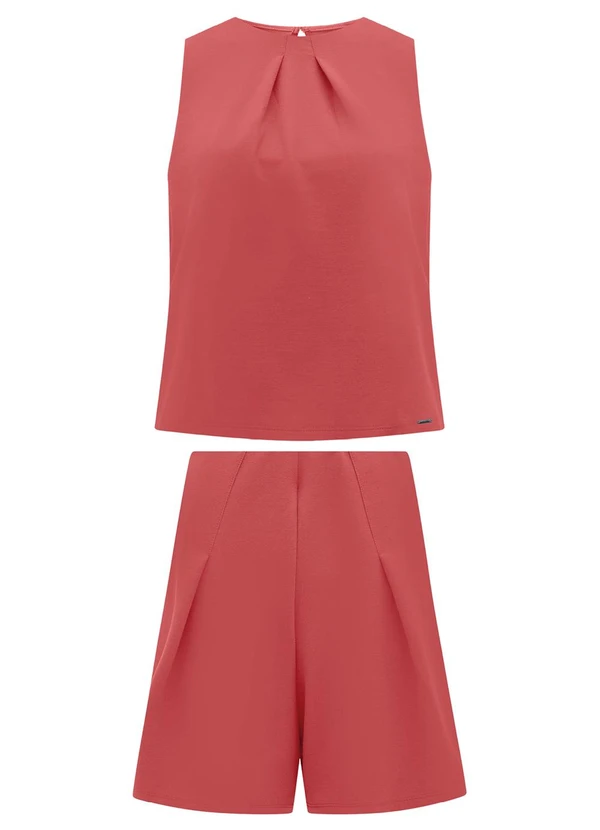 Lunender - Conjunto com Blusa e Shorts em Malha Rosa