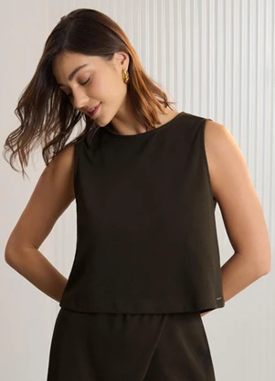 Lunender - Conjunto com Blusa sem Mangas e Calça Marrom - LUNENDER
