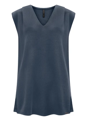 Lunender - Conjunto com Calça e Blusa Alongada Tricô Azul - LUNENDER
