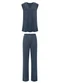 Lunender - Conjunto com Calça e Blusa Alongada Tricô Bordo - variação: Azul