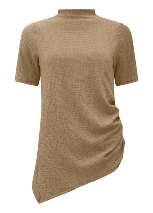 Lunender - Conjunto com Calça e Blusa Assimétrica Bege - LUNENDER