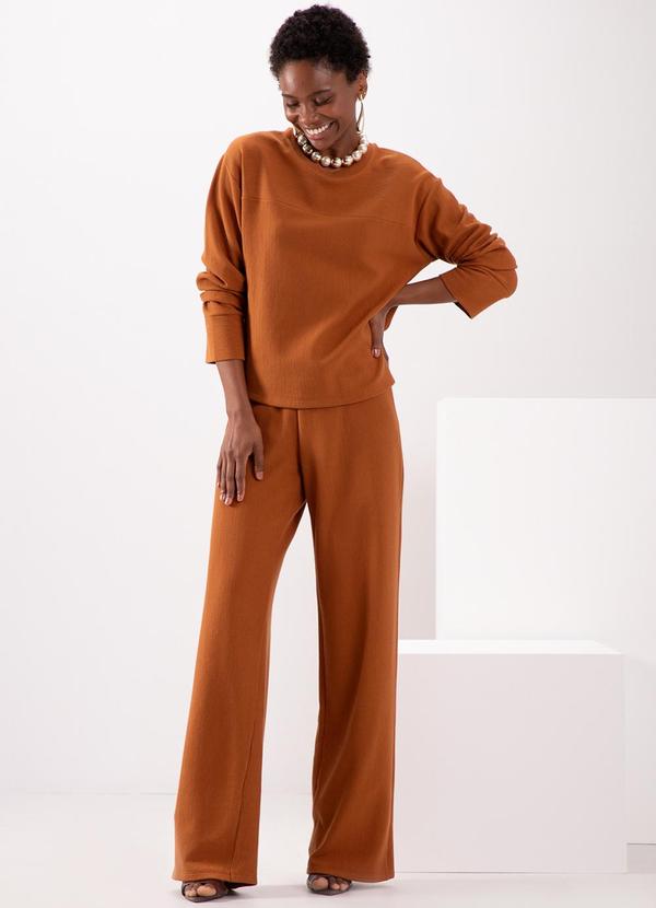 Lunender - Conjunto com Calça e Blusa de Mangas Laranja