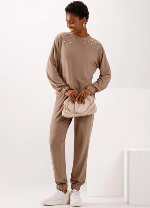 Lunender - Conjunto com Calça e Blusa em Moletom Marrom - LUNENDER