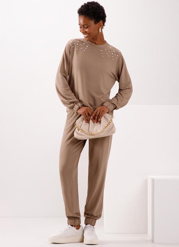 Lunender - Conjunto com Calça e Blusa em Moletom  Marrom